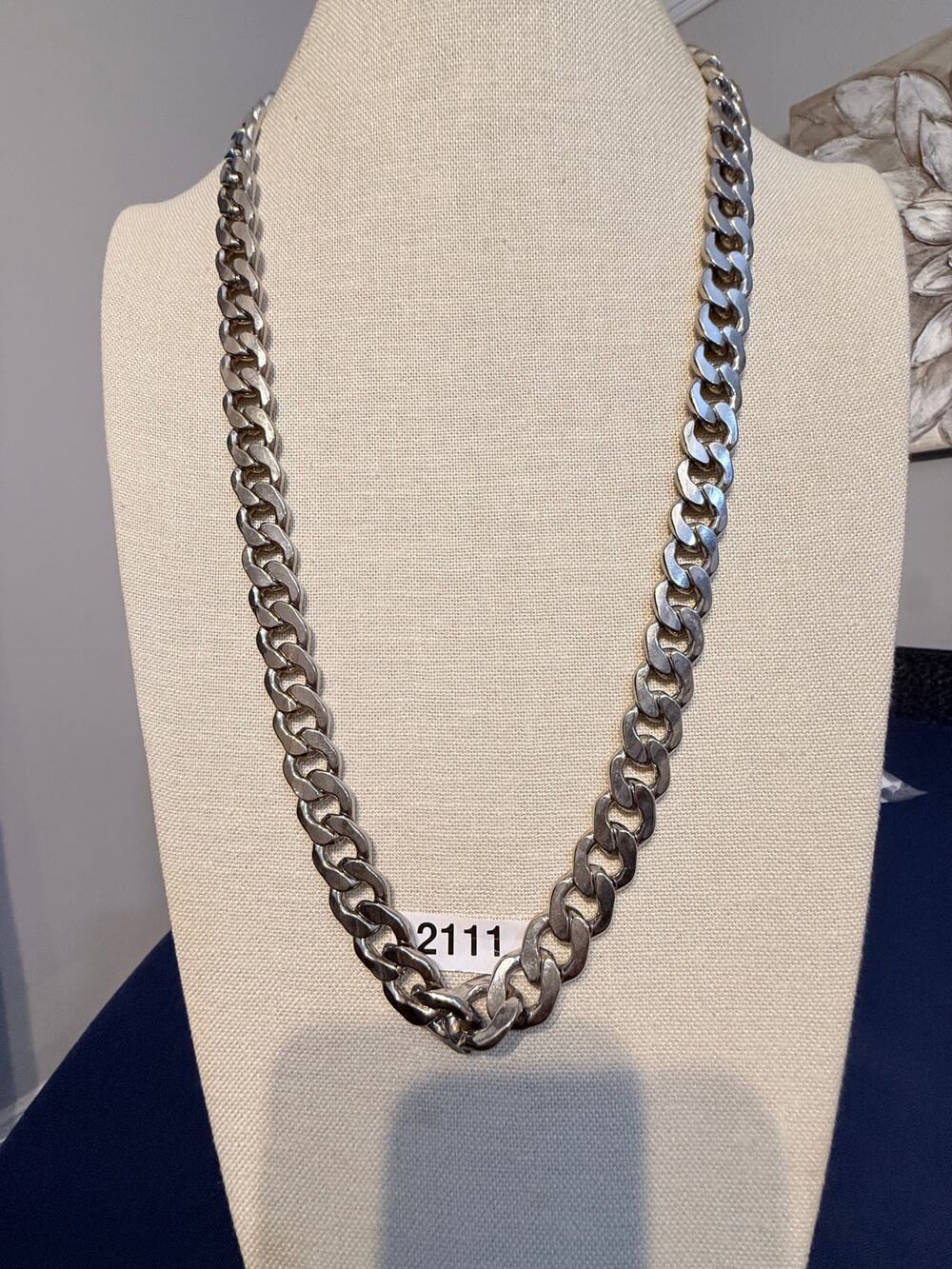 Vintage 30” + 10” Silver Tone Chunky Curb Chain Necklace